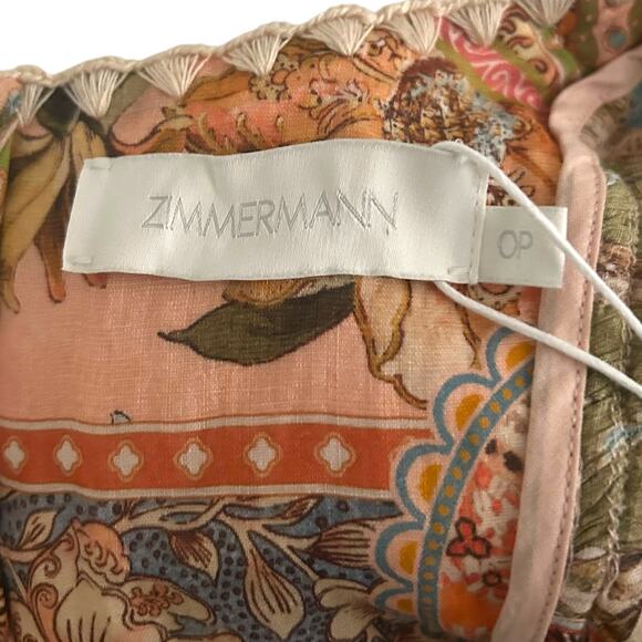 Zimmermann Chintz Billow Mini Dress Floral Crochet Long Sleeves Multi 2 Petite - Picture 6 of 9